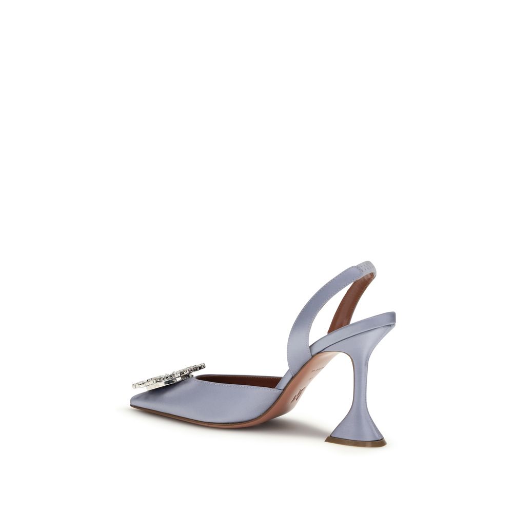 Pumps aus lila Seide mit hohem Absatz