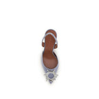 Pumps aus lila Seide mit hohem Absatz