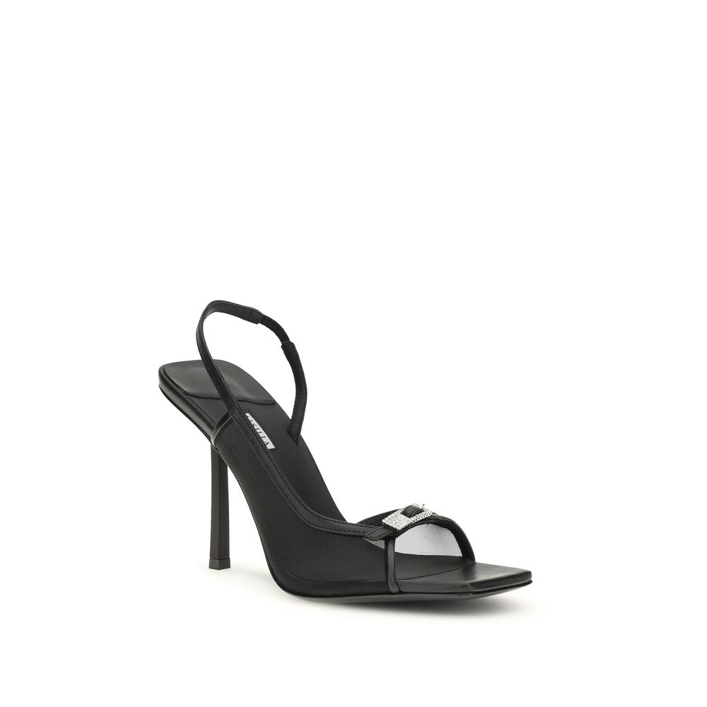 Black Calf Leather Bos Taurus Stiletto Heel Sandals