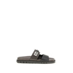Schwarze flache Sandalen aus Kalbsleder (Bos Taurus)
