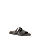 Schwarze flache Sandalen aus Kalbsleder (Bos Taurus)