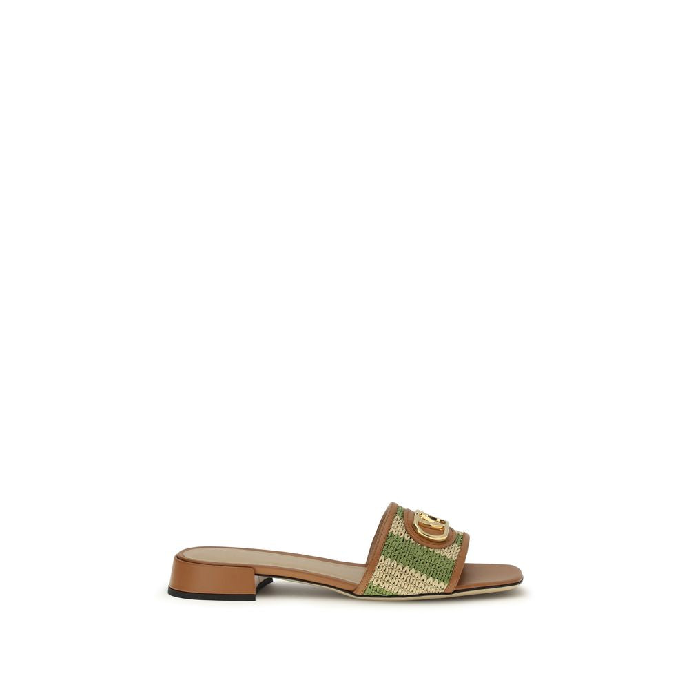 Mehrfarbige flache Viskose-Sandalen