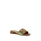 Mehrfarbige flache Viskose-Sandalen