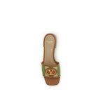 Mehrfarbige flache Viskose-Sandalen