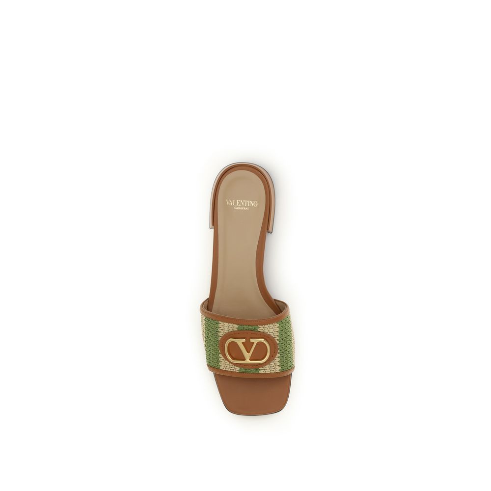 Mehrfarbige flache Viskose-Sandalen