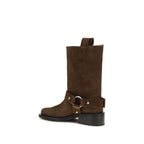 Brown Recycled Leather Lace-Up Boots