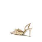 Décolleté in seta beige con tacco alto