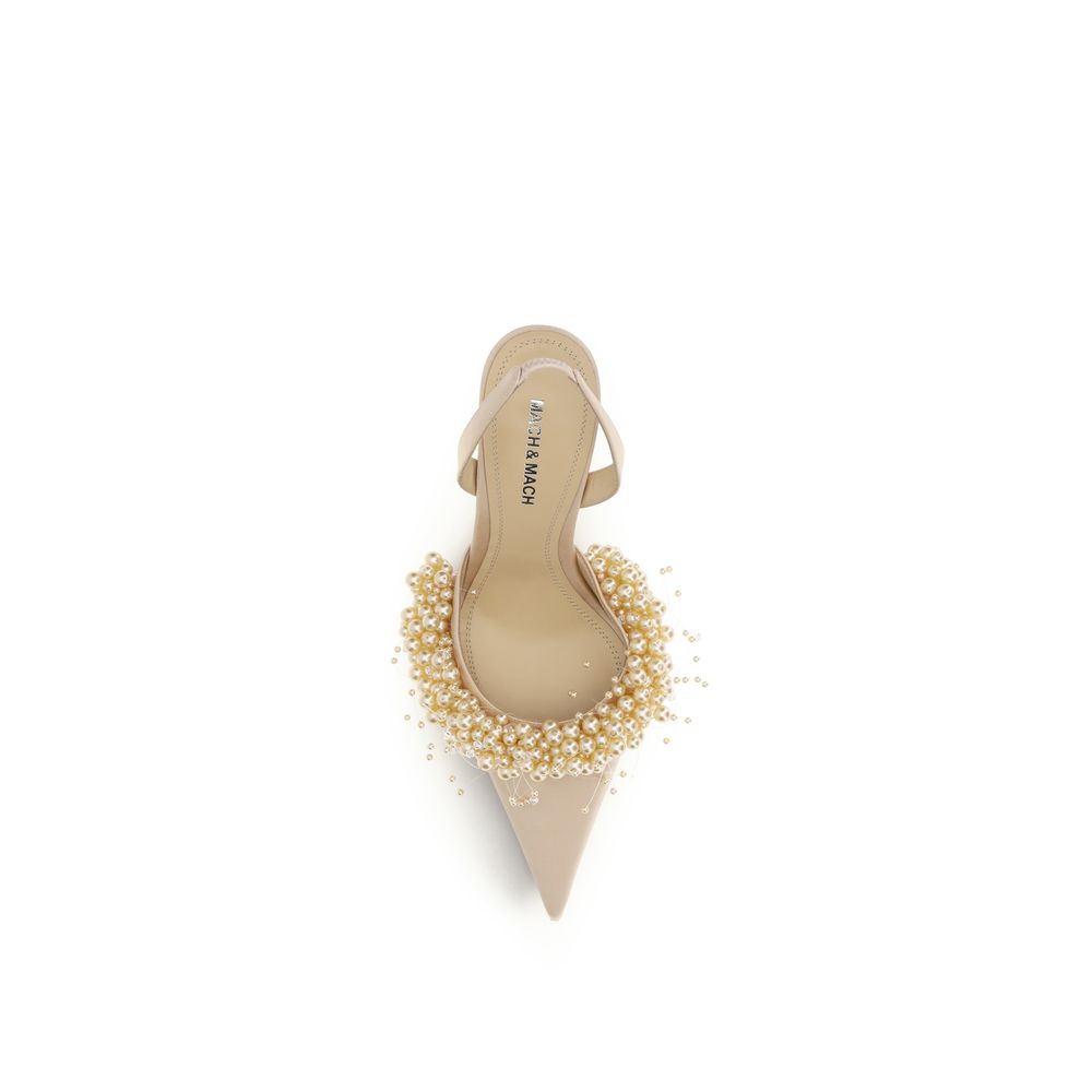 Décolleté in seta beige con tacco alto