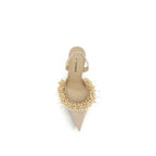 Décolleté in seta beige con tacco alto