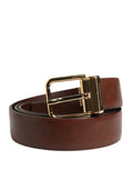 Men's Brown Classic Leather Metal Buckle Belt