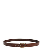 Men's Brown Classic Leather Metal Buckle Belt