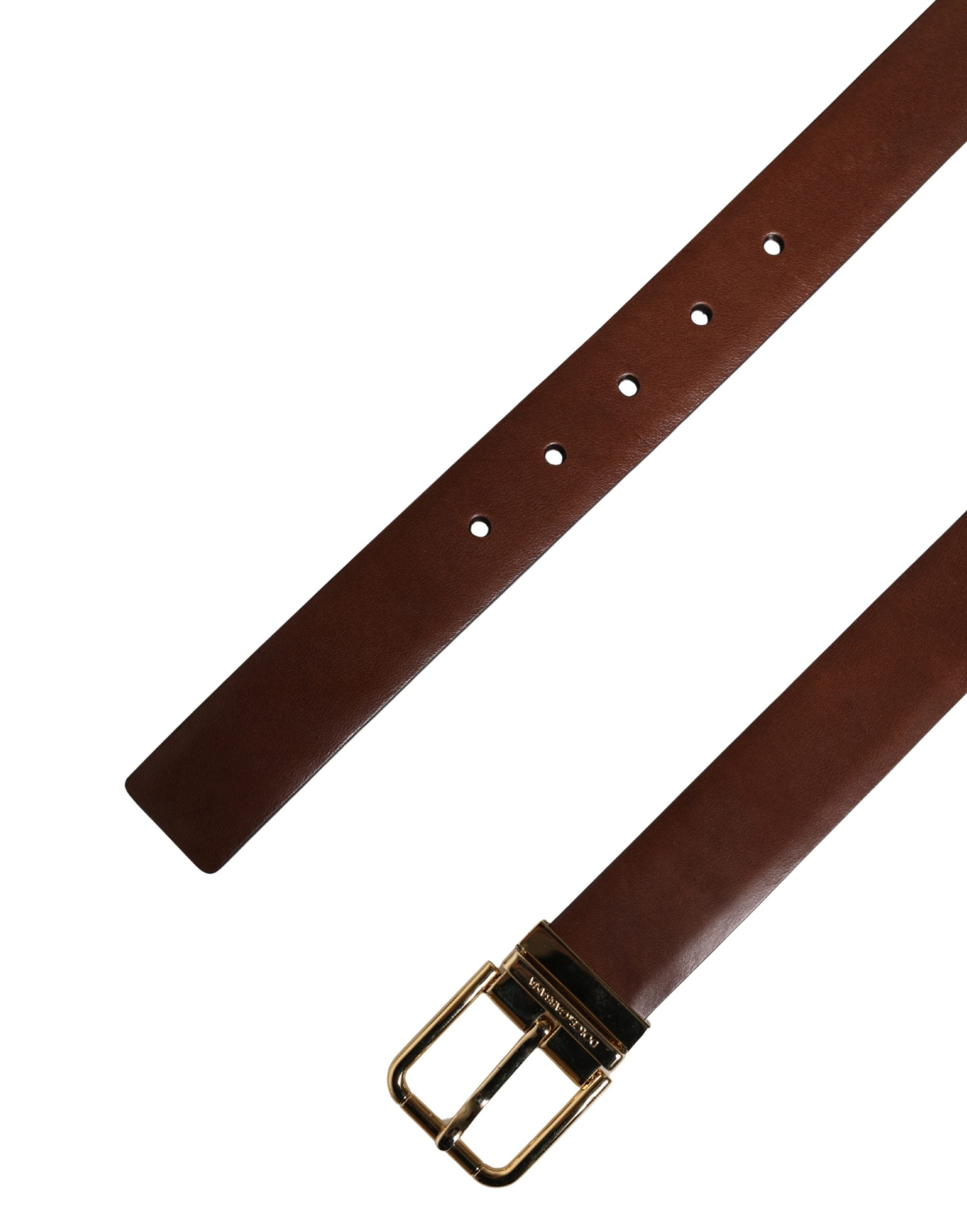 Men's Brown Classic Leather Metal Buckle Belt