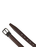 Herren Gürtel aus braunem Leder mit Metallschnalle