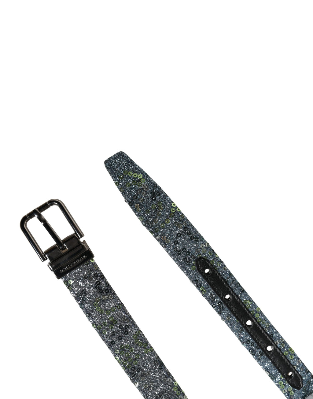 Herren-Gürtel mit mehrfarbigen Pailletten und silberner Metallschnalle
