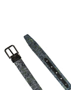 Herren-Gürtel mit mehrfarbigen Pailletten und silberner Metallschnalle