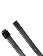 Men Silver Classic Leather Square Buckle Belt