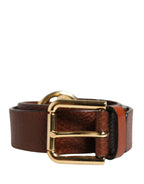 Men's Brown Classic Leather Metal Buckle Belt