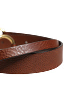 Men's Brown Classic Leather Metal Buckle Belt