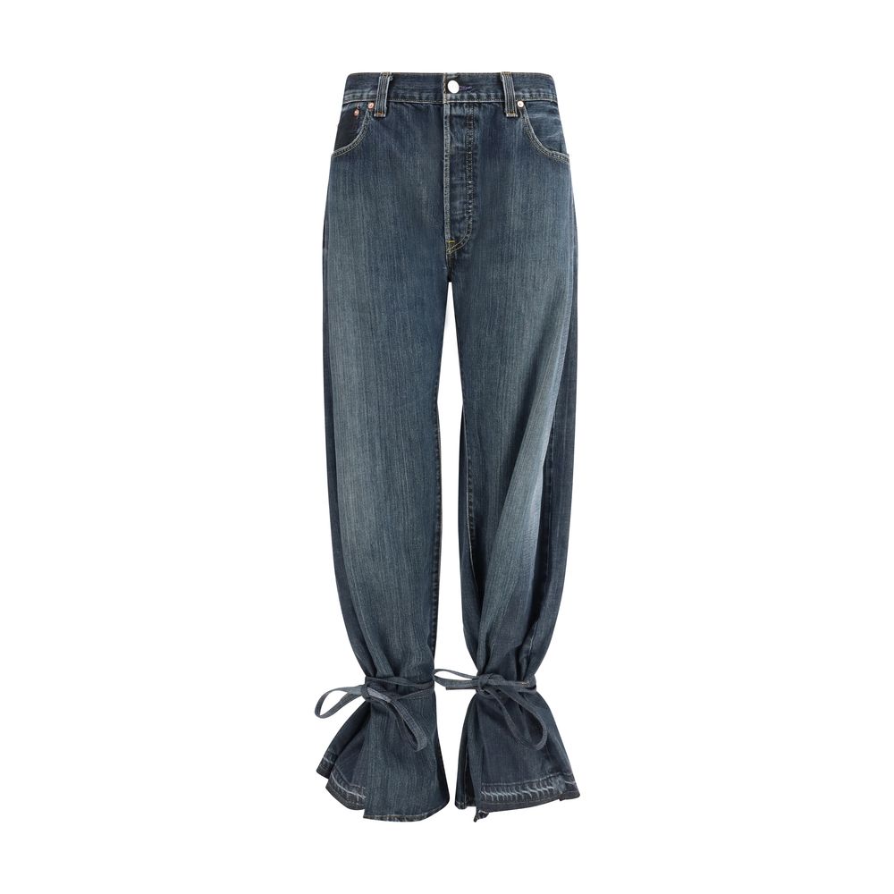 Graue Straight-Leg Jeans aus Baumwolle