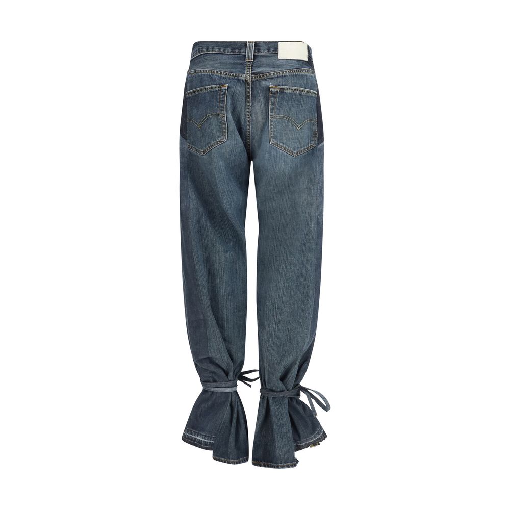 Graue Straight-Leg Jeans aus Baumwolle