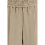 Beige Viscose Casual Pants