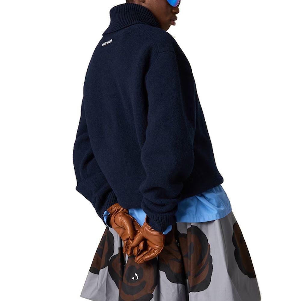 Blauer Kaschmir-Rollkragenpullover