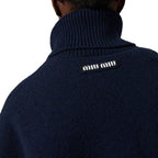 Blauer Kaschmir-Rollkragenpullover