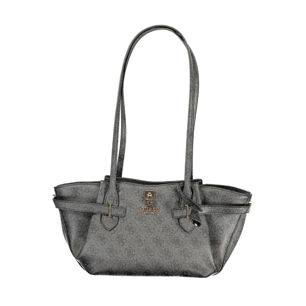 Schwarze Damenhandtasche aus Polyurethan