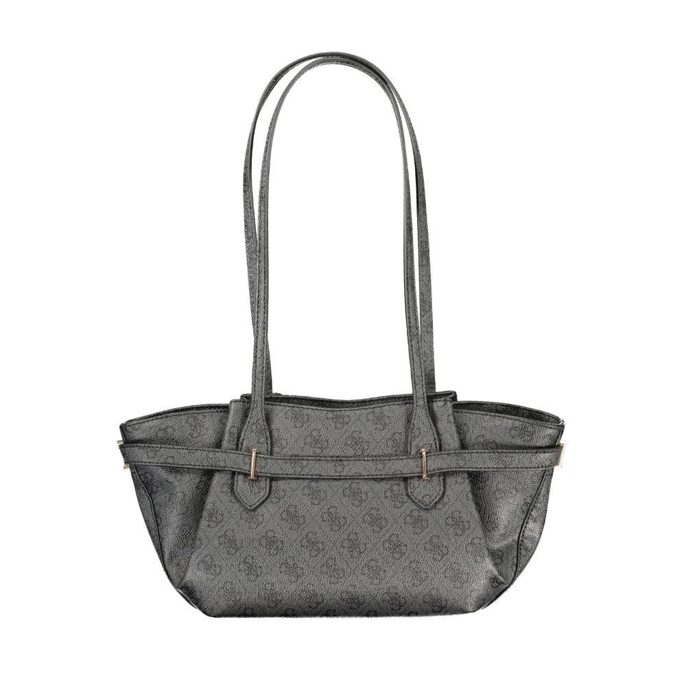 Schwarze Damenhandtasche aus Polyurethan