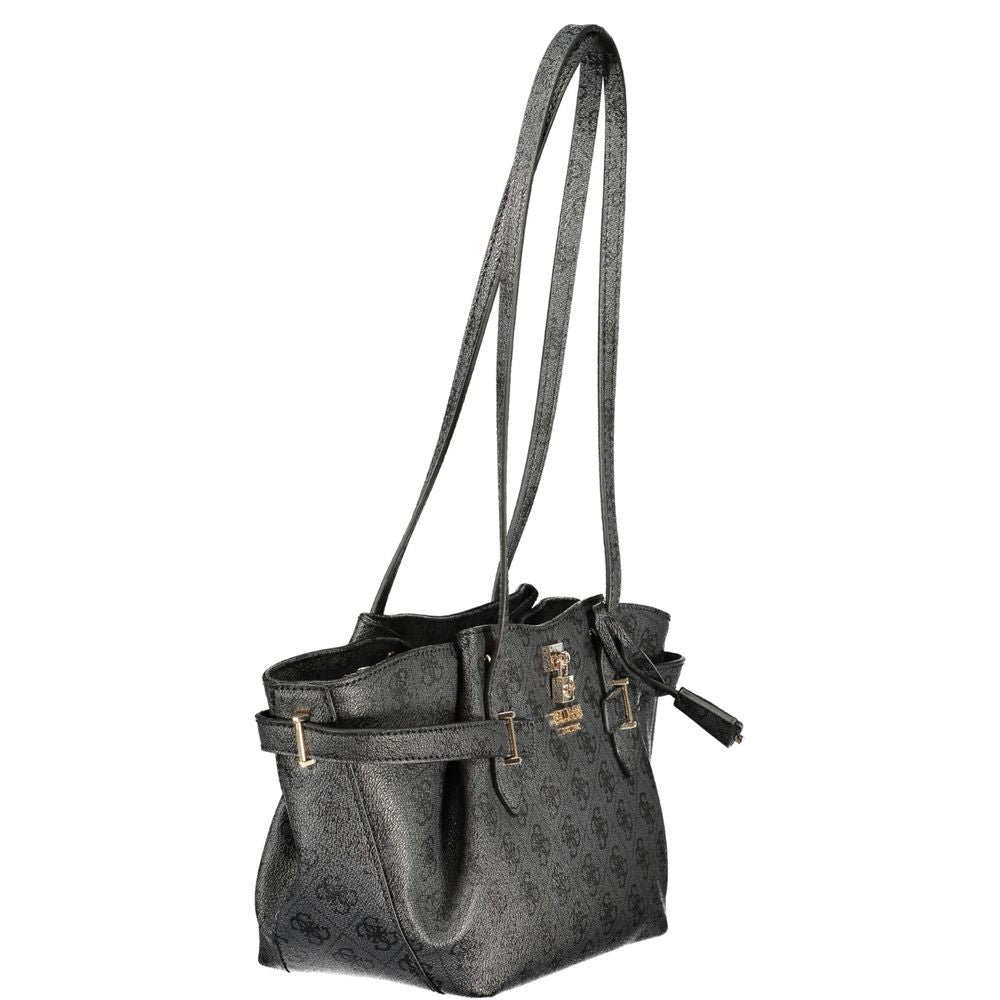 Schwarze Damenhandtasche aus Polyurethan