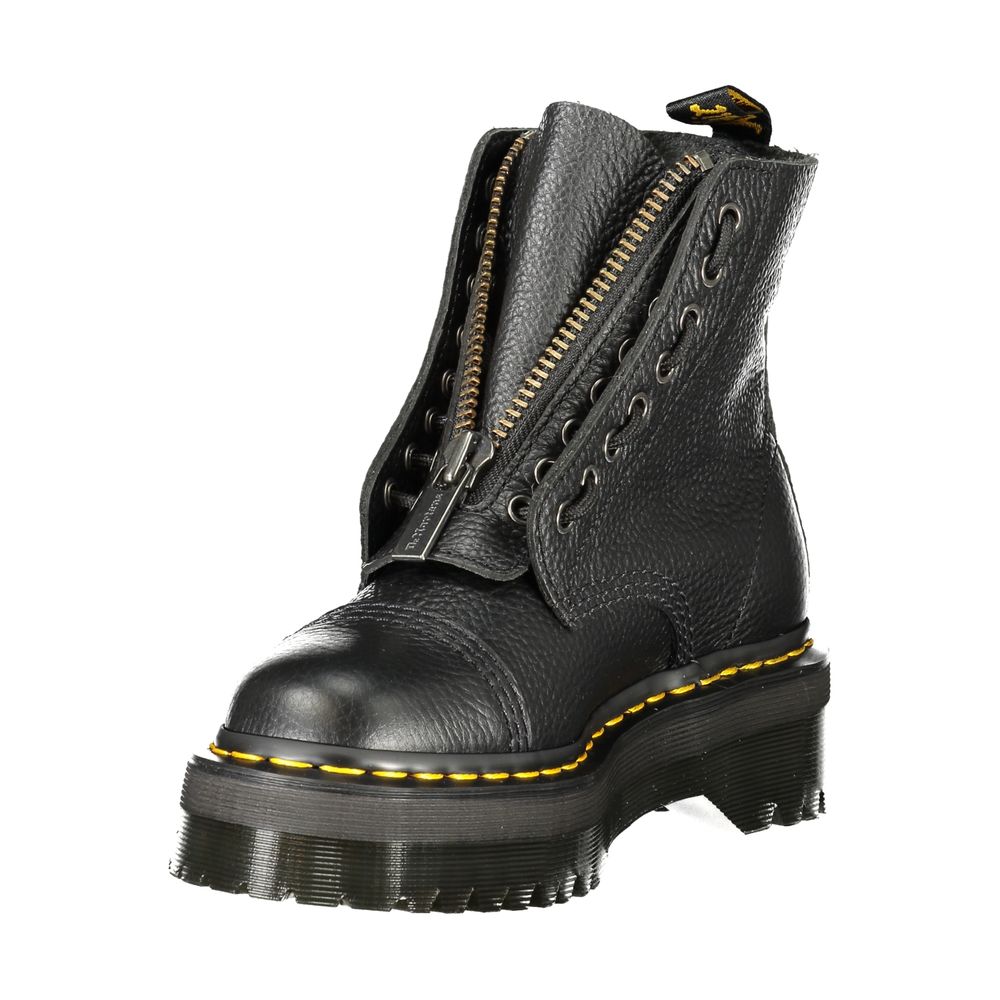 Schwarzer Unisex-Knöchelstiefel aus Leder