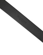 Men Black Calfskin Leather Square Buckle Belt