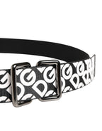Weiß Schwarz Logo Leder Metallschnalle Gürtel