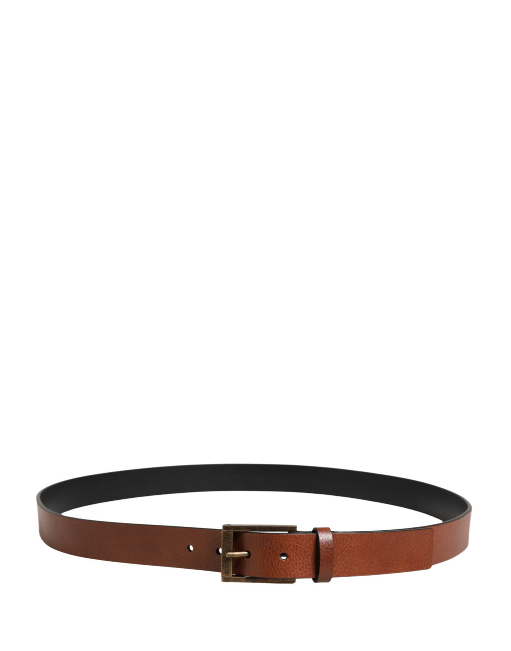 Men's Brown Leather Classic Metal Buckle Belt