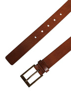 Men's Brown Leather Classic Metal Buckle Belt