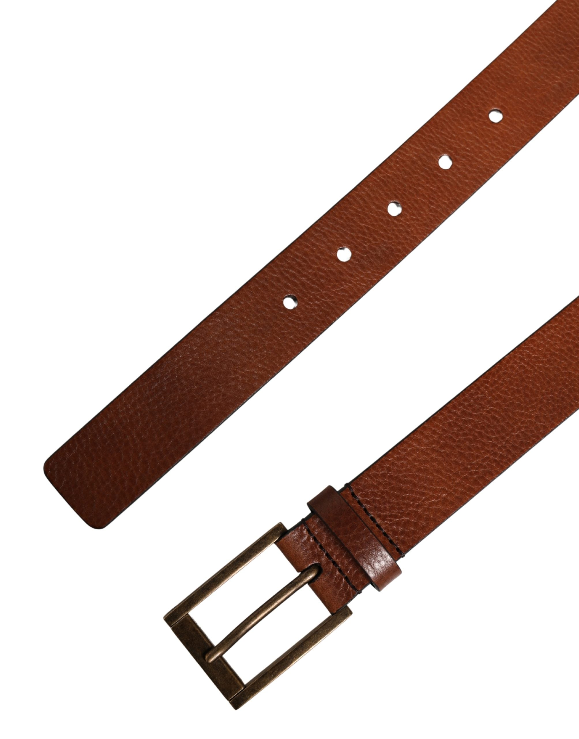 Men's Brown Leather Classic Metal Buckle Belt