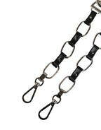 Tracolla a spalla accessoria borsa in pelle nera con catena argentata