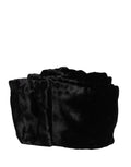Schwarzer Viskose-Satin-Taillengürtel für Damen