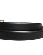 Cintura Nera Classica in Pelle con Fibbia Metallica Dorata