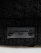 Black Tricot Wool Blend Duffel Backpack Travel Borse Bag