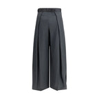 Gray Polyester Casual Pants