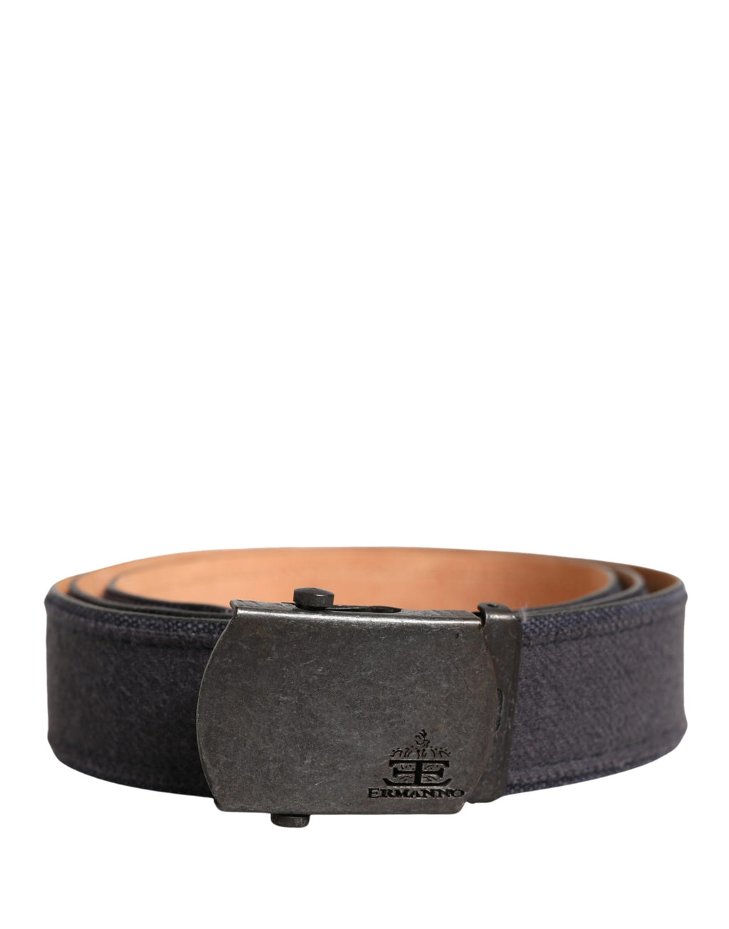 Schwarzer Woll-Baumwoll-Gürtel mit Logo-Metallschnalle