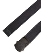 Schwarzer Woll-Baumwoll-Gürtel mit Logo-Metallschnalle