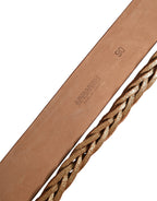 Geflochtener Gürtel aus braunem Leder mit Metallschnalle