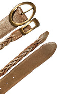 Geflochtener Gürtel aus braunem Leder mit Metallschnalle