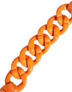 Orange Leather Chain Waist Metal Buckle Belt