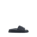 Gray Fabric Flat Sandals