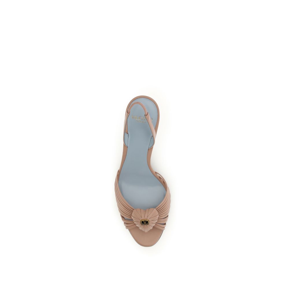 Sandali con tacco a spillo in capra beige