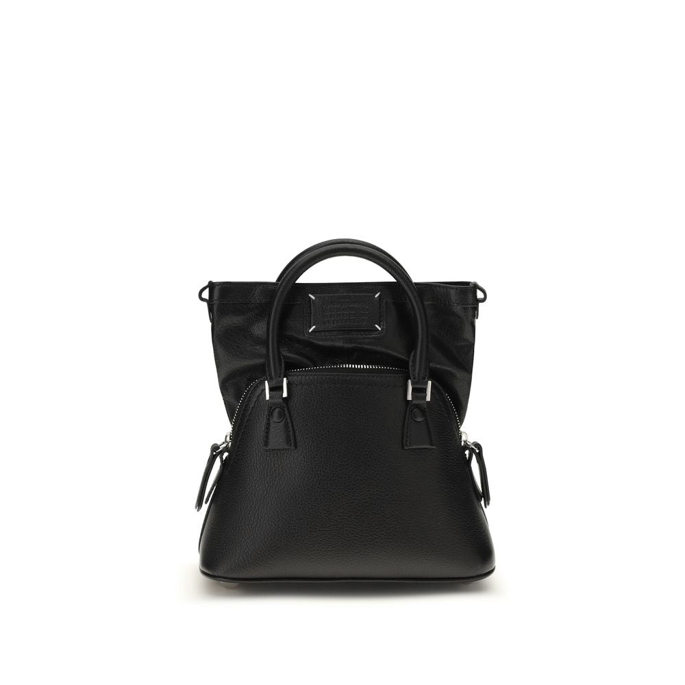 Borsa a Mano in Pelle di Capra Nera