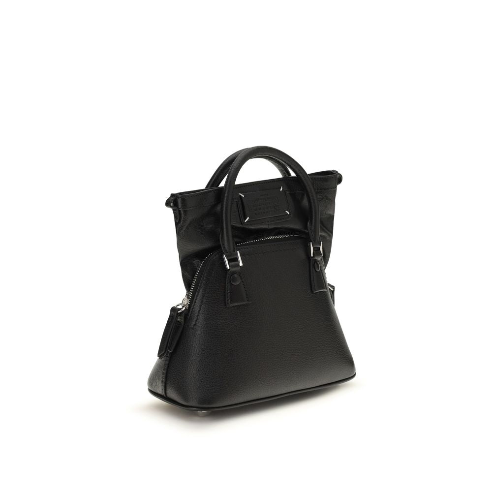 Borsa a Mano in Pelle di Capra Nera